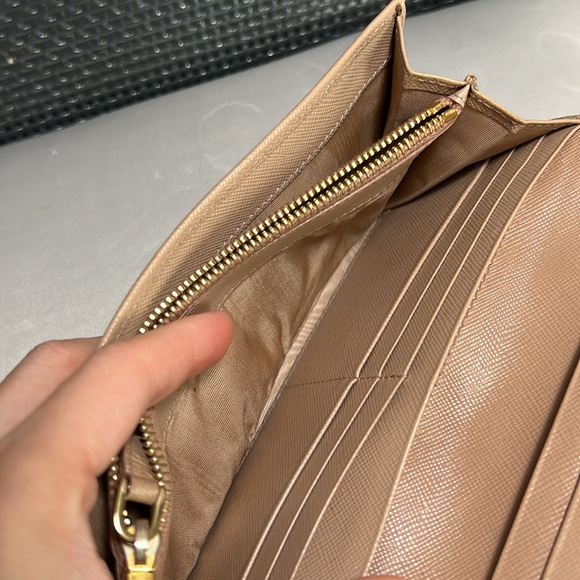 Prada Authentic Saffiano Leather Beige Flap continental Long Wallet - Picture 9 of 16